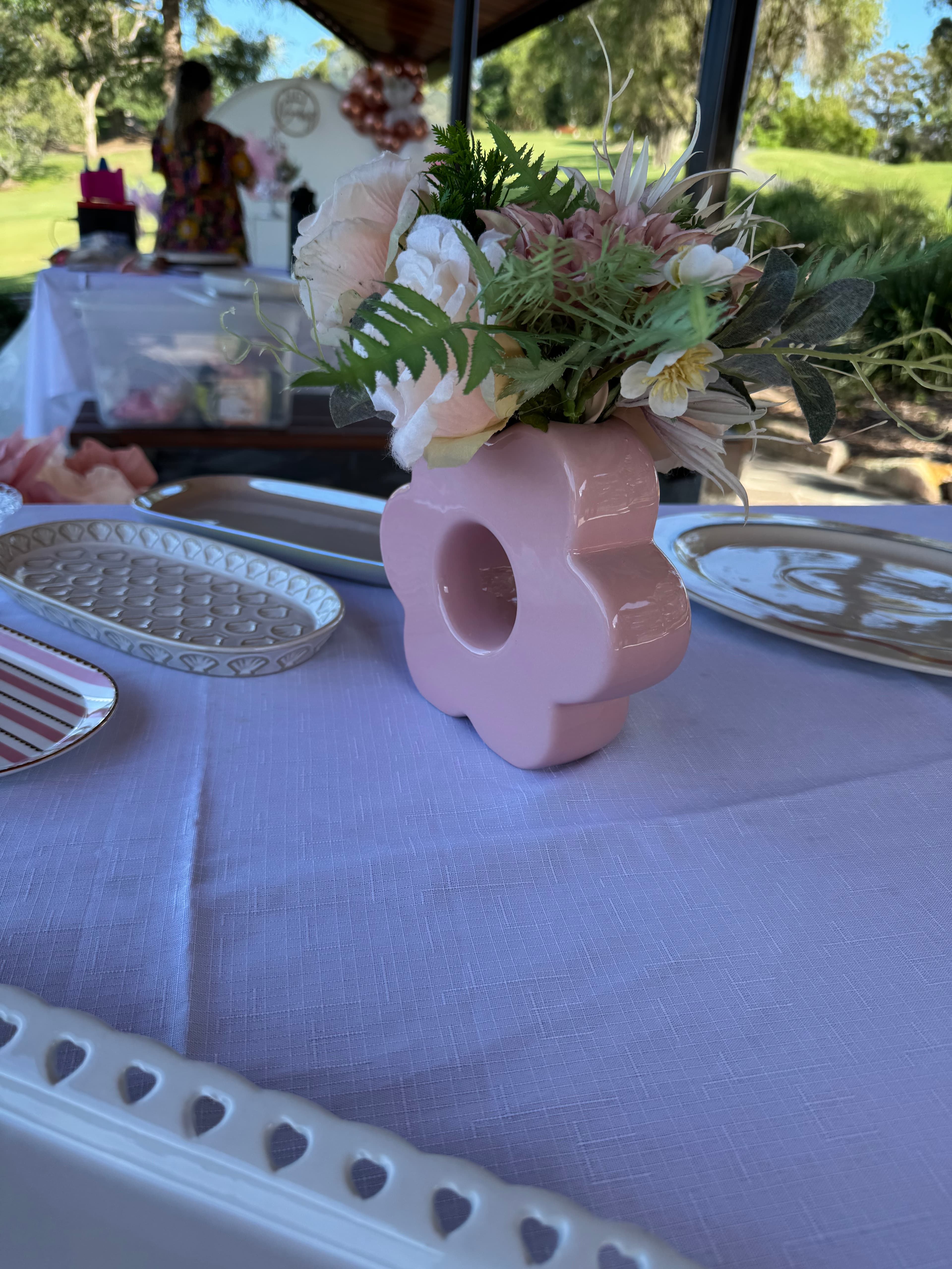 Pink Cloud Vase Floral Centrepiece · Brisbane